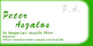 peter aszalos business card