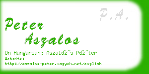 peter aszalos business card